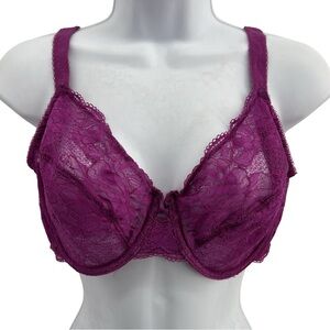 Wacoal Sz 38DD Lace Underwire Bra - Purple